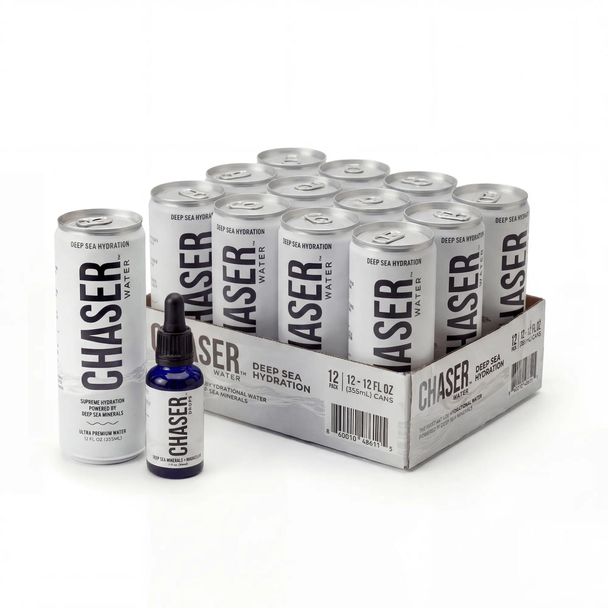 Cheiser Chaser Water Bundle - Chaser Drops + 12-Pack (12oz Cans) · Chaser