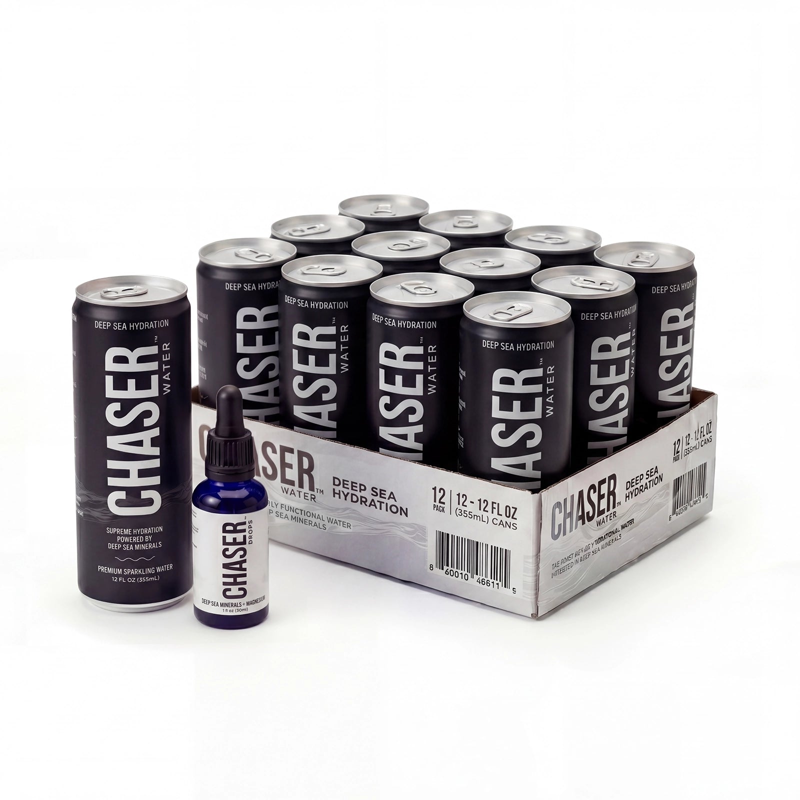 Chaser Sparkling Water Bundle - Chaser Drops + 12-Pack (12oz   Cans)